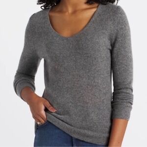 41 Hawthorn 100% Cashmere V-Neck Sweater Charcoal Gray Size S